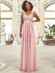 Maxi Long Elegant Ethereal Tulle Evening Dress – Pink