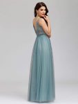 Maxi Long Elegant Ethereal Tulle Prom Dress – Dusty Blue