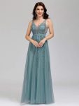 Maxi Long Elegant Ethereal Tulle Prom Dress – Dusty Blue