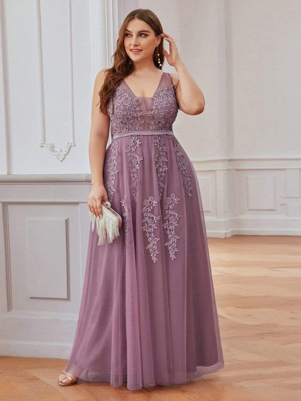 Maxi Long Elegant Ethereal Tulle Prom Dress - Purple Orchid