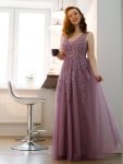 Maxi Long Elegant Ethereal Tulle Prom Dress – Purple Orchid