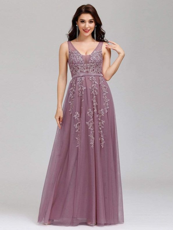 Maxi Long Elegant Ethereal Tulle Prom Dress - Purple Orchid