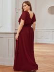 Women’s A-Line Empire Waist Maxi Chiffon Evening Dress – Burgundy