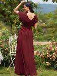 Women’s A-Line Empire Waist Maxi Chiffon Evening Dress – Burgundy