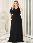 Women’s A-Line Empire Waist Maxi Chiffon Evening Dress – Black