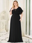 Women’s A-Line Empire Waist Maxi Chiffon Evening Dress – Black