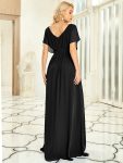 Women’s A-Line Empire Waist Maxi Chiffon Evening Dress – Black