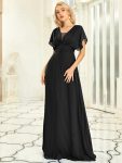 Women’s A-Line Empire Waist Maxi Chiffon Evening Dress – Black