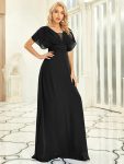 Women’s A-Line Empire Waist Maxi Chiffon Evening Dress – Black