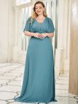 Women’s A-Line Empire Waist Floor-Length Chiffon Evening Dress – Dusty Blue