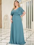 Women’s A-Line Empire Waist Floor-Length Chiffon Evening Dress – Dusty Blue