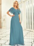 Women’s A-Line Empire Waist Floor-Length Chiffon Evening Dress – Dusty Blue