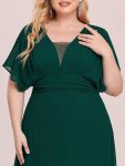 Women’s A-Line Empire Waist Maxi Chiffon Evening Dress – Dark Green