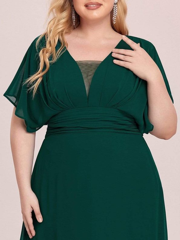 Women's A-Line Empire Waist Maxi Chiffon Evening Dress - Dark Green