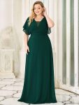 Women’s A-Line Empire Waist Maxi Chiffon Evening Dress – Dark Green