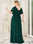 Women’s A-Line Empire Waist Maxi Chiffon Evening Dress – Dark Green