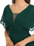 Women’s A-Line Empire Waist Maxi Chiffon Evening Dress – Dark Green