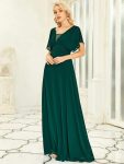 Women’s A-Line Empire Waist Maxi Chiffon Evening Dress – Dark Green