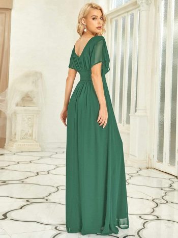 Women's A-Line Empire Waist Maxi Chiffon Evening Dress - Green Bean