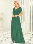 Women’s A-Line Empire Waist Maxi Chiffon Evening Dress – Green Bean