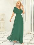 Women’s A-Line Empire Waist Maxi Chiffon Evening Dress – Green Bean