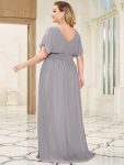 Women’s A-Line Empire Waist Maxi Chiffon Evening Dress – Grey