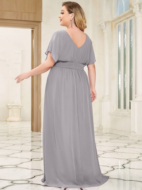 Women's A-Line Empire Waist Maxi Chiffon Evening Dress - Grey