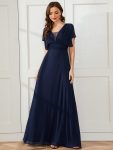 Women’s A-Line Empire Waist Maxi Chiffon Evening Dress – Navy Blue