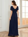 Women’s A-Line Empire Waist Maxi Chiffon Evening Dress – Navy Blue