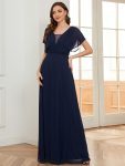 Women’s A-Line Empire Waist Maxi Chiffon Evening Dress – Navy Blue