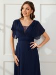 Women’s A-Line Empire Waist Maxi Chiffon Evening Dress – Navy Blue