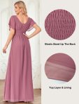 Women’s A-Line Empire Waist Maxi Chiffon Evening Dress – Purple Orchid