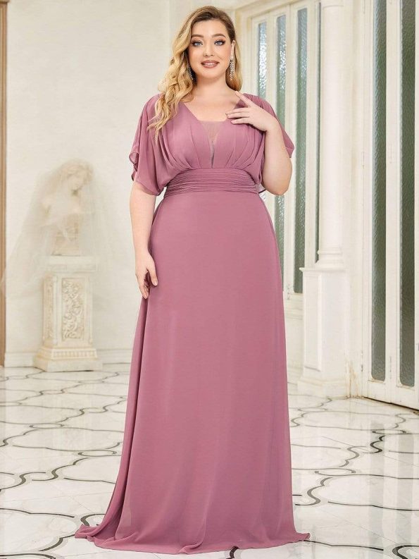 Women's A-Line Empire Waist Maxi Chiffon Evening Dress - Purple Orchid