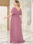 Women’s A-Line Empire Waist Maxi Chiffon Evening Dress – Purple Orchid