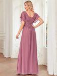 Women’s A-Line Empire Waist Maxi Chiffon Evening Dress – Purple Orchid