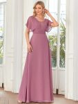 Women’s A-Line Empire Waist Maxi Chiffon Evening Dress – Purple Orchid