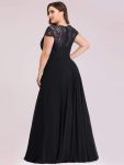 Plus Size Cap Sleeve Maxi Evening Dress for Wedding Guest – Black