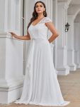 Plus Size Cap Sleeve Maxi Evening Dress for Wedding Guest – Cream