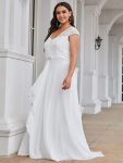 Plus Size Cap Sleeve Maxi Evening Dress for Wedding Guest – Cream