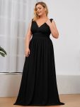 Plus Size Sleeveless V-Neck Chiffon Semi Formal Maxi Dress – Black