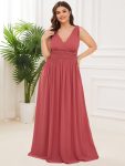 Plus Size Sleeveless V-Neck Chiffon Semi Formal Maxi Dress – Cameo Brown