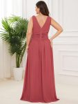 Plus Size Sleeveless V-Neck Chiffon Semi Formal Maxi Dress – Cameo Brown