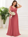 Plus Size Sleeveless V-Neck Chiffon Semi Formal Maxi Dress – Cameo Brown