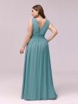 Plus Size Sleeveless V-Neck Chiffon Semi Formal Maxi Dress – Dusty Blue