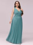 Plus Size Sleeveless V-Neck Chiffon Semi Formal Maxi Dress – Dusty Blue