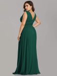 Pleated Sleeveless V-Neck Chiffon Maxi Dress – Dark Green