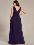 Sleeveless V-Neck Plain Chiffon Maxi Bridesmaid Dress – Dark Purple