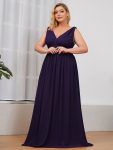 Plus Size Sleeveless V-Neck Chiffon Semi Formal Maxi Dress – Dark Purple