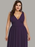 Plus Size Sleeveless V-Neck Chiffon Semi Formal Maxi Dress – Dark Purple