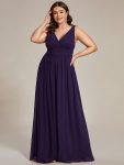 Sleeveless V-Neck Plain Chiffon Maxi Bridesmaid Dress – Dark Purple